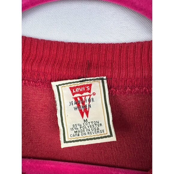 Levis Womens Medium Original Logo Red Fleece Crewneck Sweater - Picture 3 of 4